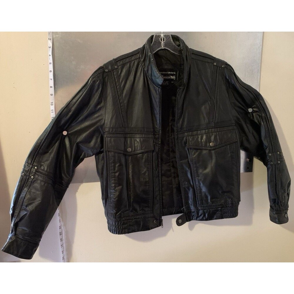 Motorcycle Jacket Insulated Studded Leather International Collection Sz42 Vtg - Picture 4 of 16